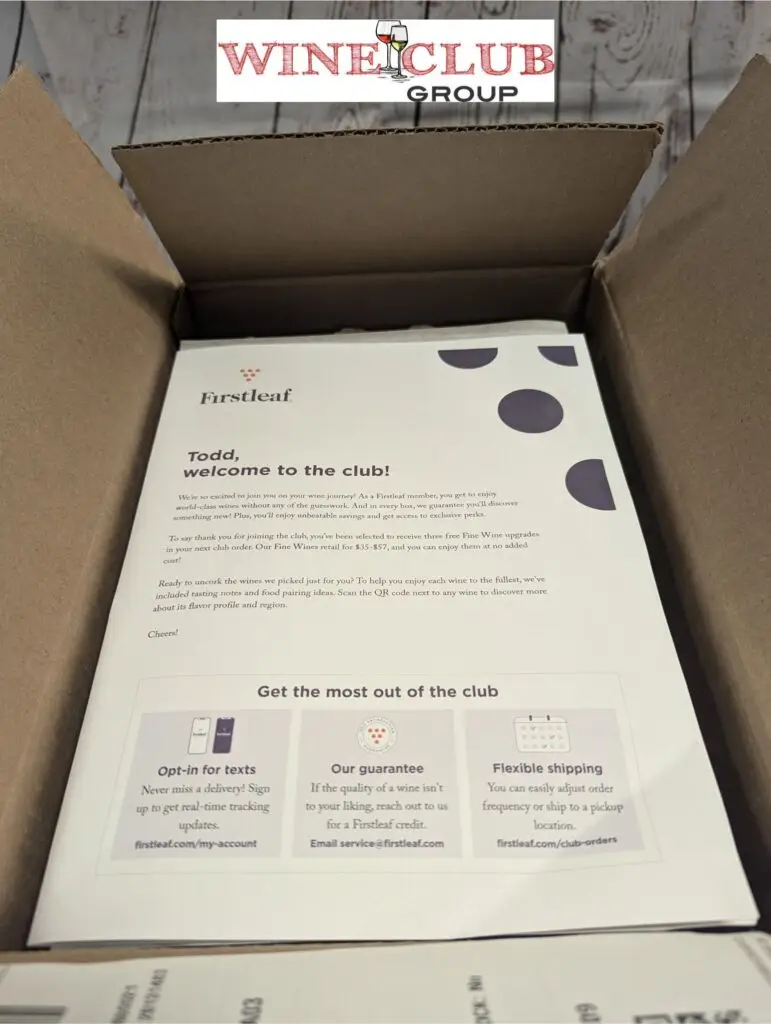 When unboxing our delivery from Firstleaf, the customized welcome letter is the first thing you see!